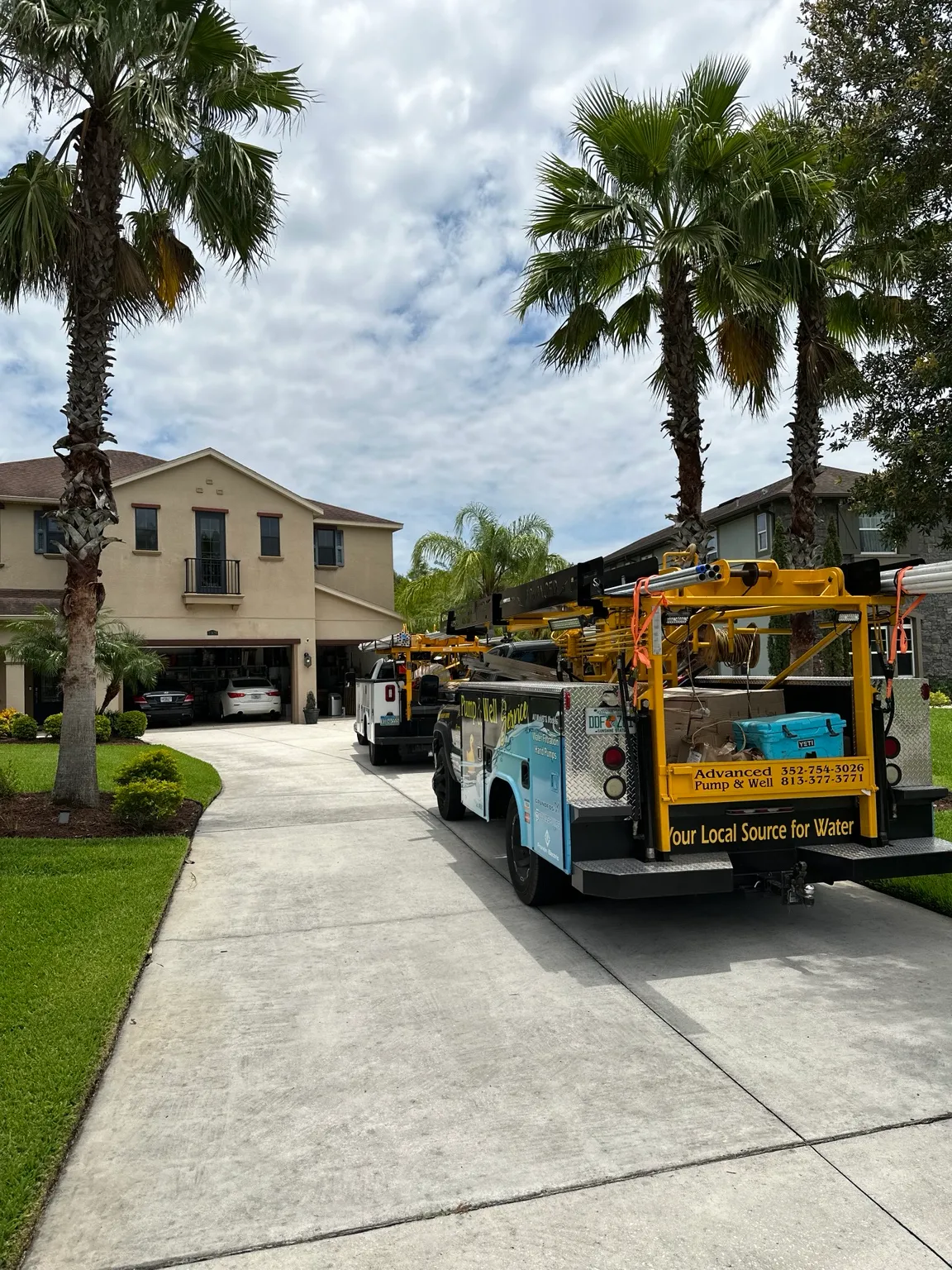 AL’s service trucks arriving at a residential property